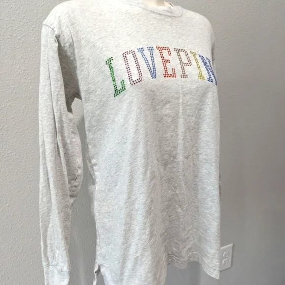 Victoria's Secret Love Pink Gray Long Sleeve Shirt - Picture 2 of 4